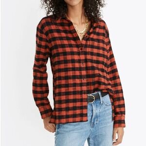 Madewell Flannel Oversized Ex-Boyfriend Buffalo Check‎ Shirt,Etruscan Clay,M